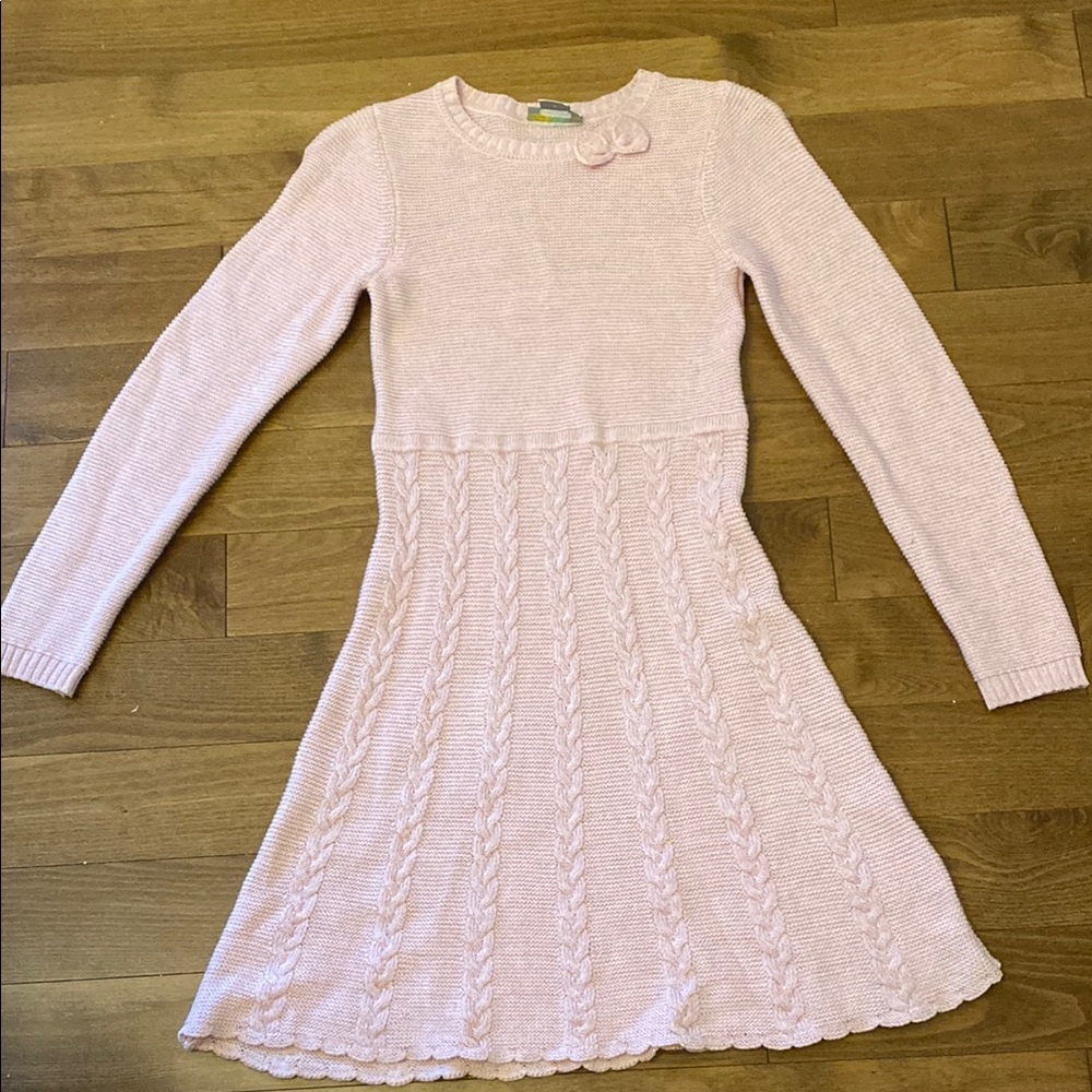 Rococo Sand Pink Long Sleeve Crew Neck Sweater Dress